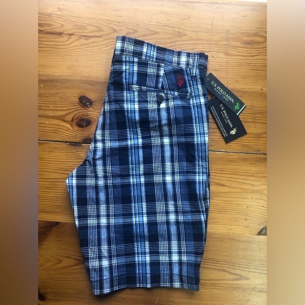 NWT U.S. Polo Assn. blue plaid shorts